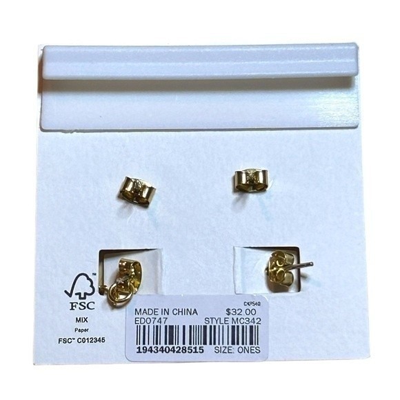 Madewell Zigzag Set of Unique 4 Gold-Plated Brass Cubic Zirconia Earrings NWT - Picture 9 of 10